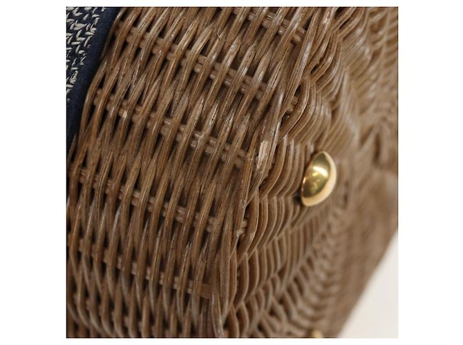 Borsa a tracolla Christian Dior Oblique Rattan 2way Navy Gold Auth 206256SAM D'oro Blu navy - vista 16