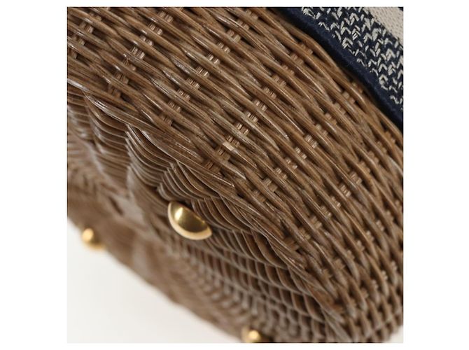 Borsa a tracolla Christian Dior Oblique Rattan 2way Navy Gold Auth 206256SAM D'oro Blu navy - vista 17
