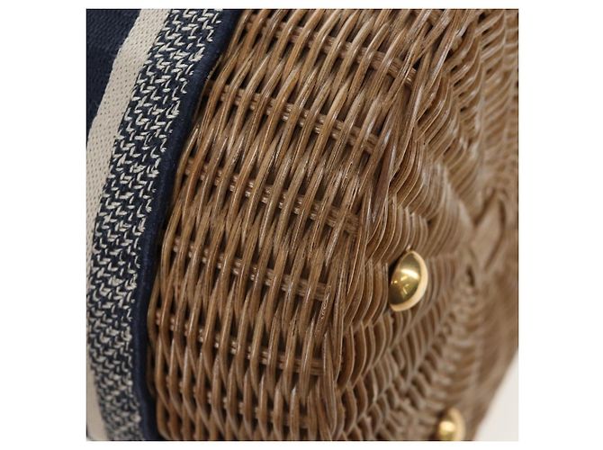 Borsa a tracolla Christian Dior Oblique Rattan 2way Navy Gold Auth 206256SAM D'oro Blu navy - vista 18