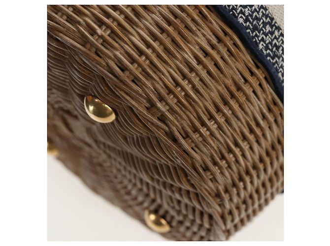 Borsa a tracolla Christian Dior Oblique Rattan 2way Navy Gold Auth 206256SAM D'oro Blu navy - vista 19