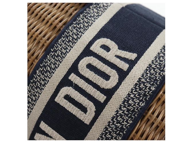 Borsa a tracolla Christian Dior Oblique Rattan 2way Navy Gold Auth 206256SAM D'oro Blu navy - vista 22