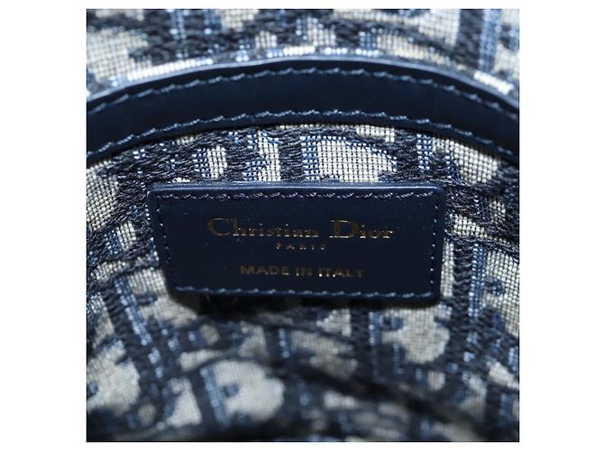 Borsa a tracolla Christian Dior Oblique Rattan 2way Navy Gold Auth 206256SAM D'oro Blu navy - vista 24