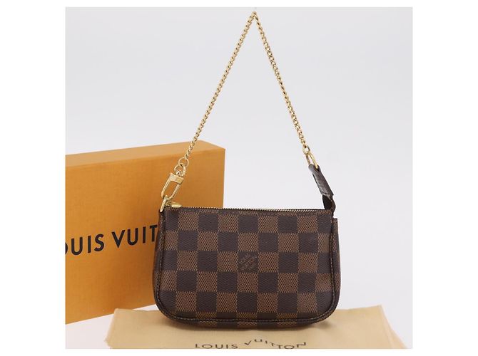 LOUIS VUITTON Damier Ebene Mini Pochette Accessoires Pouch N58009 Auth 207712V - vista 12