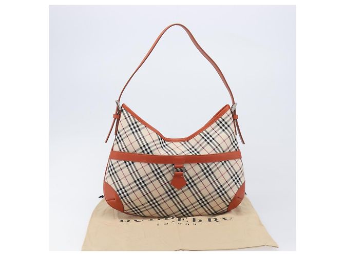 BURBERRY Nova Check Schultertasche Canvas Beige Silver Auth 206794V Silber - Ansicht 12