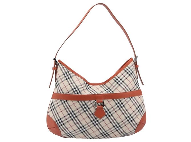 BURBERRY Nova Check Schultertasche Canvas Beige Silver Auth 206794V Silber - Ansicht 13