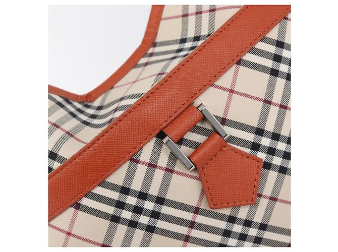 BURBERRY Nova Check Schultertasche Canvas Beige Silver Auth 206794V Silber - Ansicht 17