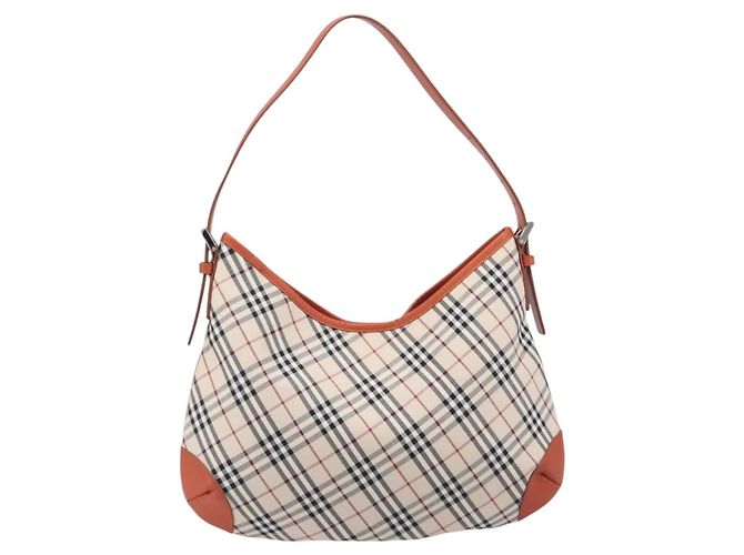 BURBERRY Nova Check Schultertasche Canvas Beige Silver Auth 206794V Silber - Ansicht 2