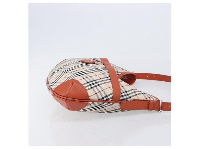 BURBERRY Nova Check Schultertasche Canvas Beige Silver Auth 206794V Silber - Ansicht 3