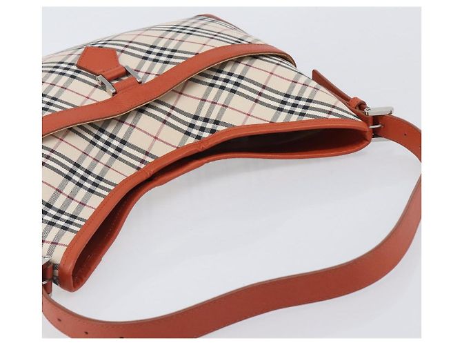 BURBERRY Nova Check Schultertasche Canvas Beige Silver Auth 206794V Silber - Ansicht 6