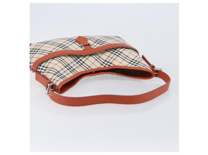 BURBERRY Nova Check Schultertasche Canvas Beige Silver Auth 206794V Silber - Ansicht 7