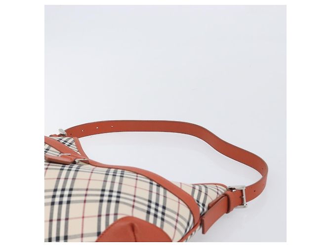 BURBERRY Nova Check Schultertasche Canvas Beige Silver Auth 206794V Silber - Ansicht 8