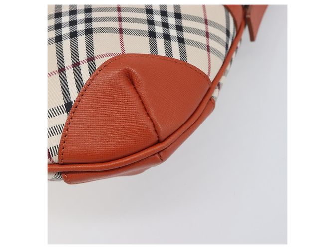 BURBERRY Nova Check Schultertasche Canvas Beige Silver Auth 206794V Silber - Ansicht 9
