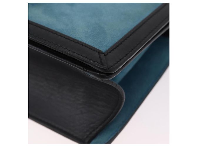 Bolsa de Ombro LOEWE Barcelona Camurça Azul Prata Auth bs37409A - vista 15