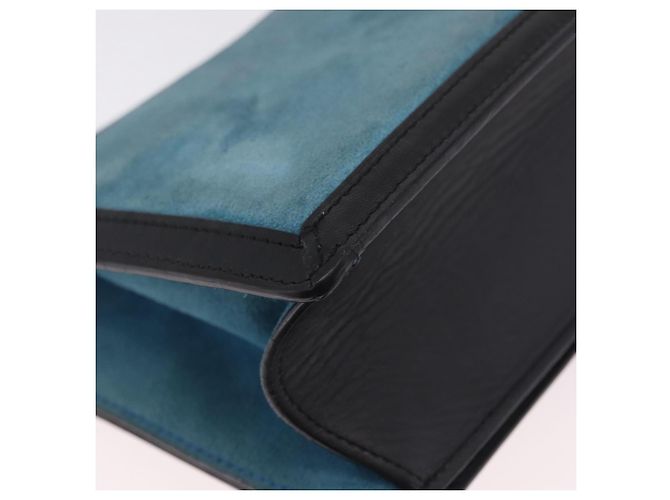Bolsa de Ombro LOEWE Barcelona Camurça Azul Prata Auth bs37409A - vista 16