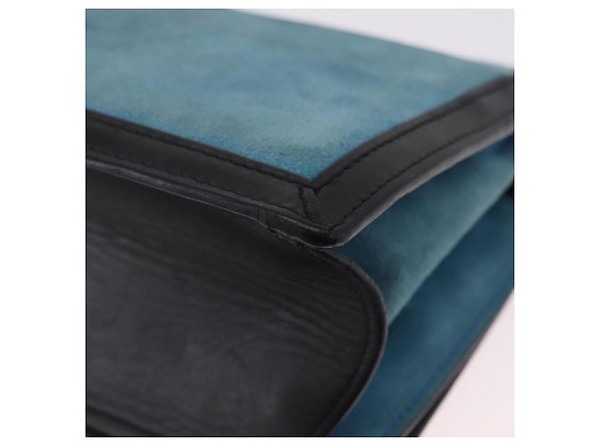 Bolsa de Ombro LOEWE Barcelona Camurça Azul Prata Auth bs37409A - vista 17