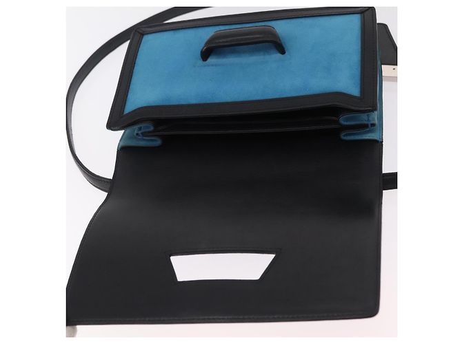 Bolsa de Ombro LOEWE Barcelona Camurça Azul Prata Auth bs37409A - vista 20