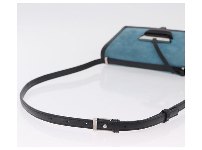 Bolsa de Ombro LOEWE Barcelona Camurça Azul Prata Auth bs37409A - vista 7