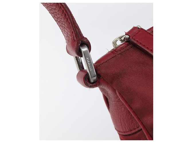 Sac à épaule PRADA Nylon Rouge Argent Auth 206730A Argenté - vue 10