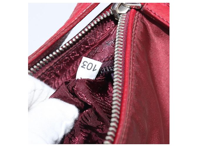 Sac à épaule PRADA Nylon Rouge Argent Auth 206730A Argenté - vue 12