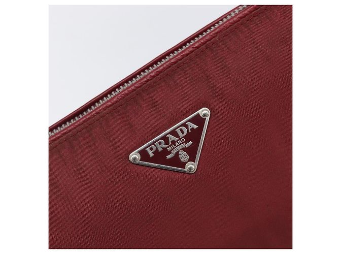Sac à épaule PRADA Nylon Rouge Argent Auth 206730A Argenté - vue 17