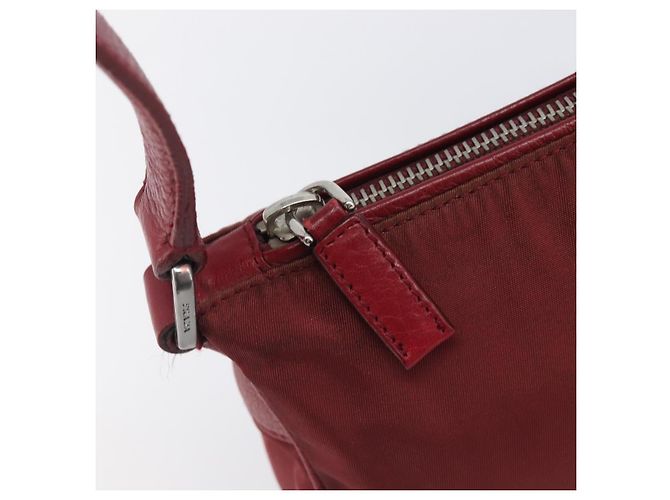 Sac à épaule PRADA Nylon Rouge Argent Auth 206730A Argenté - vue 18