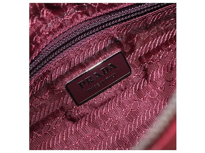 Sac à épaule PRADA Nylon Rouge Argent Auth 206730A Argenté - vue 19