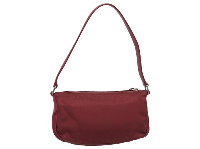 Sac à épaule PRADA Nylon Rouge Argent Auth 206730A Argenté - vue 2