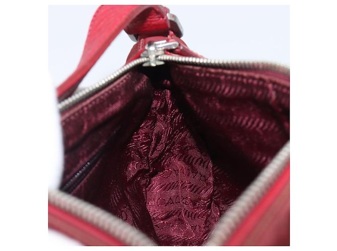 Sac à épaule PRADA Nylon Rouge Argent Auth 206730A Argenté - vue 20