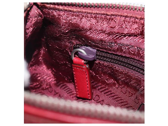 Sac à épaule PRADA Nylon Rouge Argent Auth 206730A Argenté - vue 22