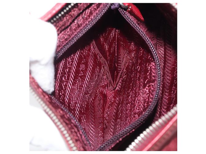 Sac à épaule PRADA Nylon Rouge Argent Auth 206730A Argenté - vue 23