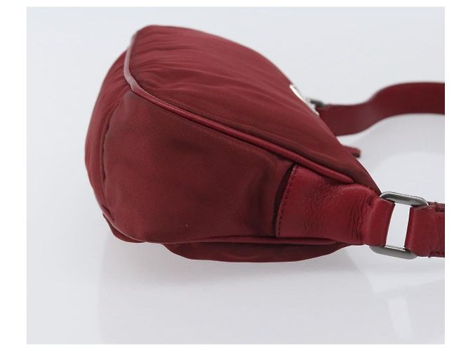Sac à épaule PRADA Nylon Rouge Argent Auth 206730A Argenté - vue 3