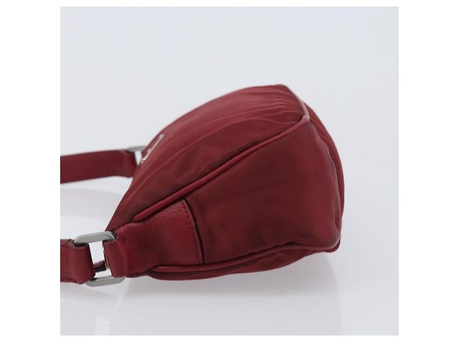 Sac à épaule PRADA Nylon Rouge Argent Auth 206730A Argenté - vue 4