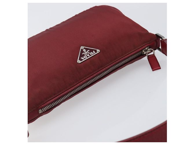 Sac à épaule PRADA Nylon Rouge Argent Auth 206730A Argenté - vue 6