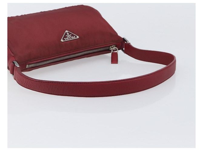 Sac à épaule PRADA Nylon Rouge Argent Auth 206730A Argenté - vue 7