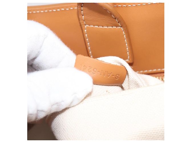 Céline CELINE Vertical Cabas Small Hand Bag Canvas 2way Ivory Gold Tone Auth LN035V Roh - Ansicht 12
