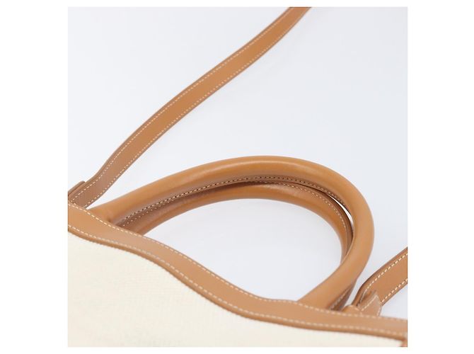 Céline CELINE Vertical Cabas Small Hand Bag Canvas 2way Ivory Gold Tone Auth LN035V Roh - Ansicht 14