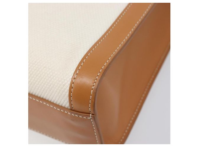 Céline CELINE Vertical Cabas Small Hand Bag Canvas 2way Ivory Gold Tone Auth LN035V Roh - Ansicht 16