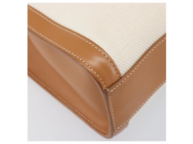 Céline CELINE Vertical Cabas Small Hand Bag Canvas 2way Ivory Gold Tone Auth LN035V Roh - Ansicht 17