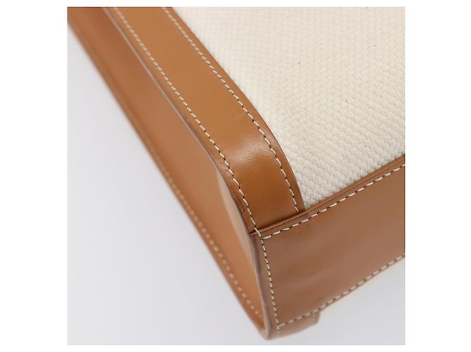 Céline CELINE Vertical Cabas Small Hand Bag Canvas 2way Ivory Gold Tone Auth LN035V Roh - Ansicht 19