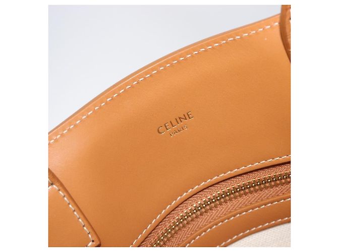 Céline CELINE Vertical Cabas Small Hand Bag Canvas 2way Ivory Gold Tone Auth LN035V Roh - Ansicht 20