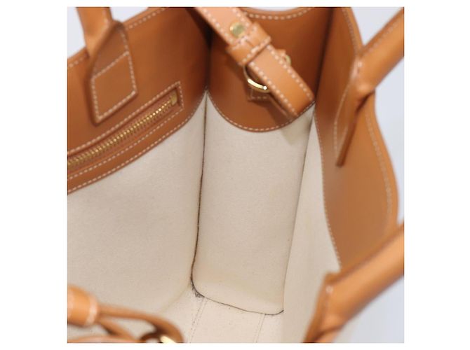 Céline CELINE Vertical Cabas Small Hand Bag Canvas 2way Ivory Gold Tone Auth LN035V Roh - Ansicht 21