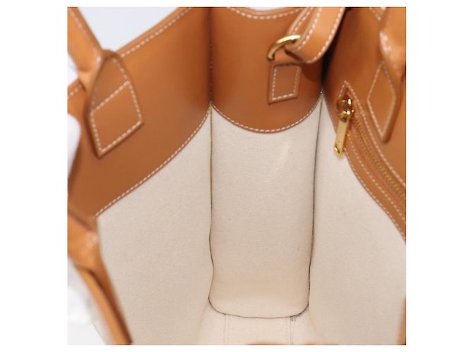 Céline CELINE Vertical Cabas Small Hand Bag Canvas 2way Ivory Gold Tone Auth LN035V Roh - Ansicht 22