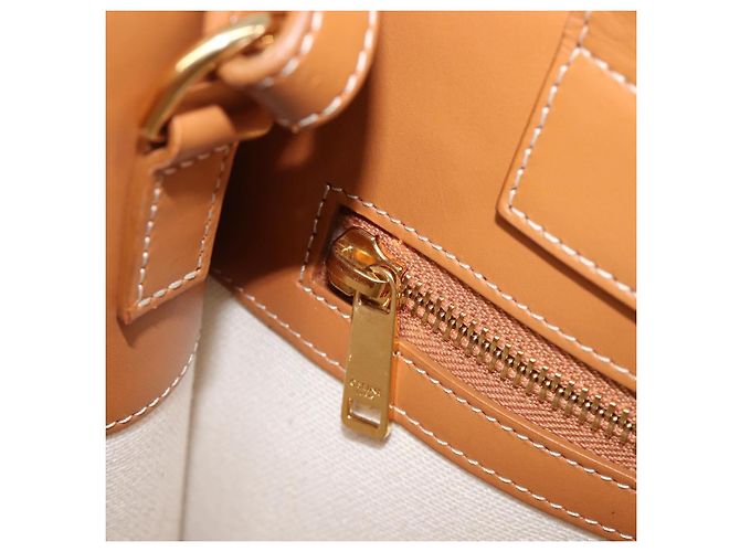 Céline CELINE Vertical Cabas Small Hand Bag Canvas 2way Ivory Gold Tone Auth LN035V Roh - Ansicht 23