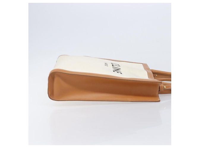Céline CELINE Vertical Cabas Small Hand Bag Canvas 2way Ivory Gold Tone Auth LN035V Roh - Ansicht 3