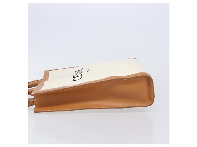 Céline CELINE Vertical Cabas Small Hand Bag Canvas 2way Ivory Gold Tone Auth LN035V Roh - Ansicht 4