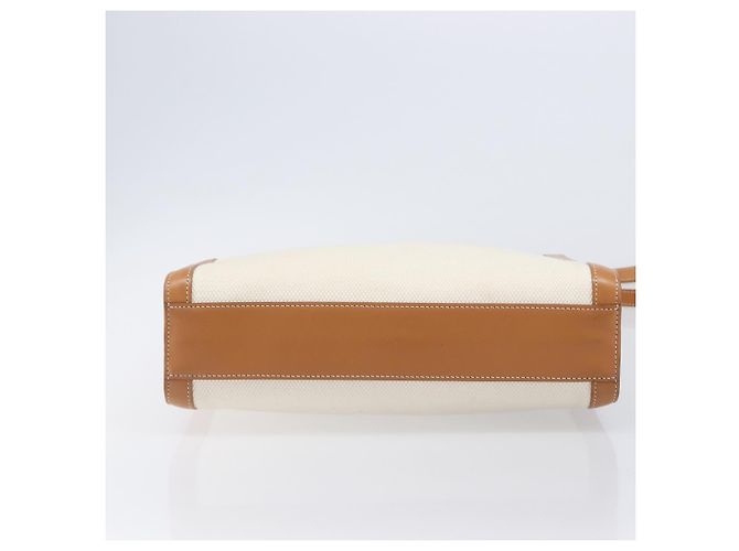 Céline CELINE Vertical Cabas Small Hand Bag Canvas 2way Ivory Gold Tone Auth LN035V Roh - Ansicht 5