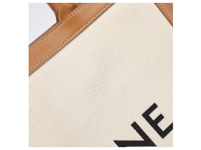 Céline CELINE Vertical Cabas Small Hand Bag Canvas 2way Ivory Gold Tone Auth LN035V Roh - Ansicht 9