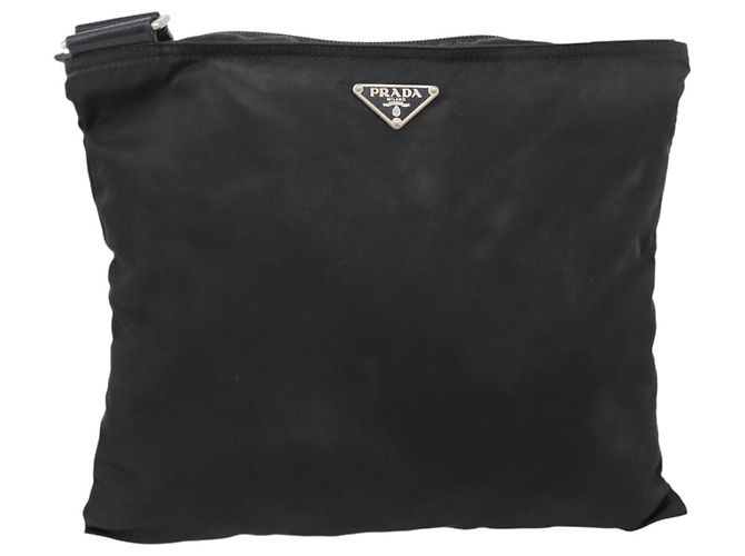 Borsa a Tracolla PRADA Nylon Black Silver Auth 205200 Nero Argento - vista 13