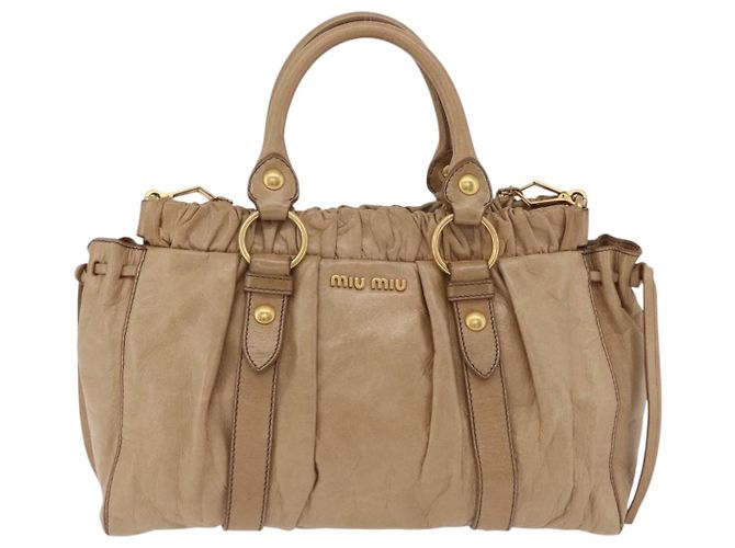 Bolso de mano Miu Miu de cuero 2way Beige Gold Auth 167736M Dorado - vista 13
