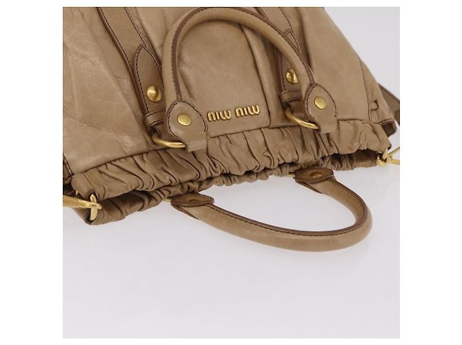 Bolso de mano Miu Miu de cuero 2way Beige Gold Auth 167736M Dorado - vista 14